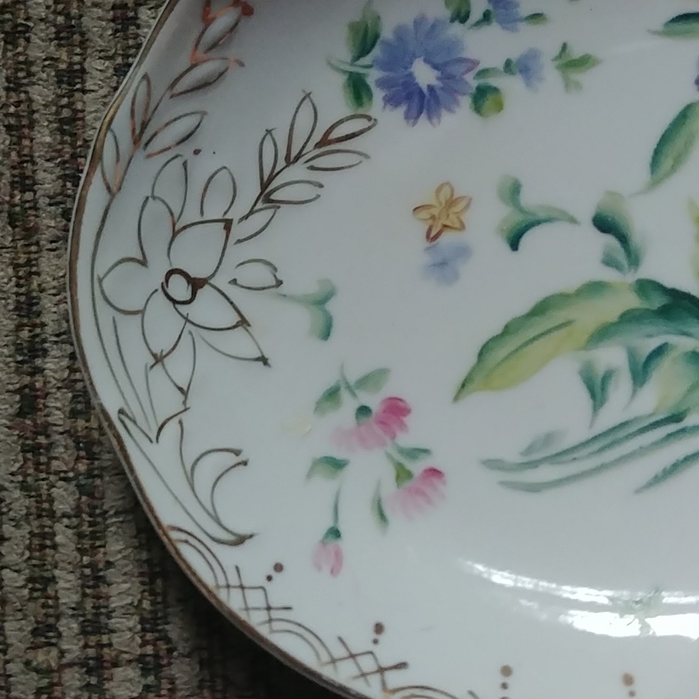 Pretty handled h.p. floral tray hand painted. - Picture 4 of 13